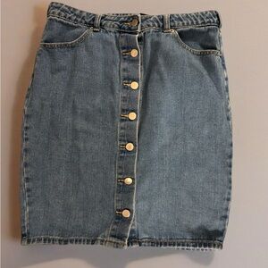 Forever 21 Size L Jean Button Down Skirt 5-Pockets